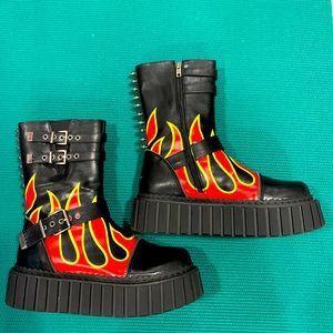 Lamoda black with flames spiked boots